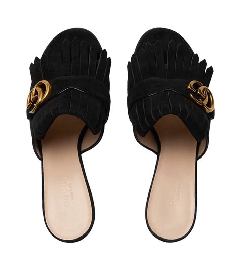 gucci women's mules black|gucci suede mules.